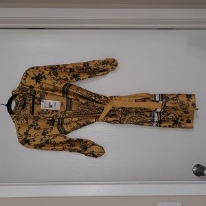 Yellow patterned shirt dress